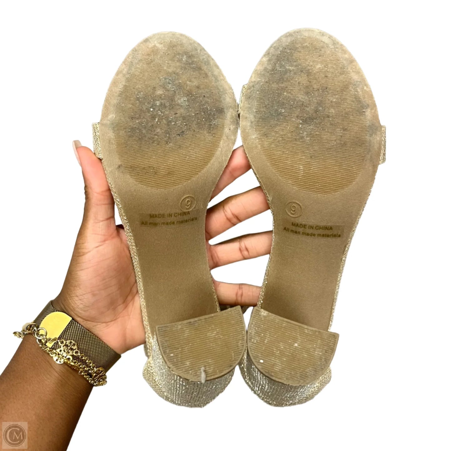 Sandals Heels Block By Dream Pairs In Gold, Size: 9