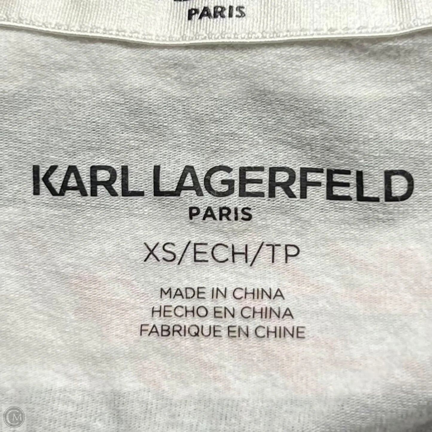 Top Short Sleeve Designer By Karl Lagerfeld In Black & White, Size: Xs