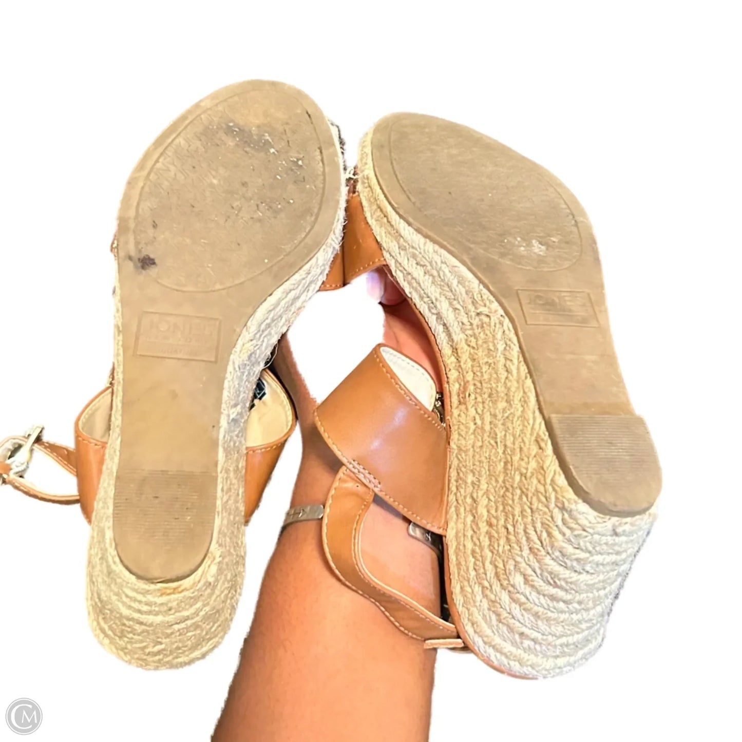 Sandals Heels Wedge By Jones New York In Brown & Cream, Size: 7