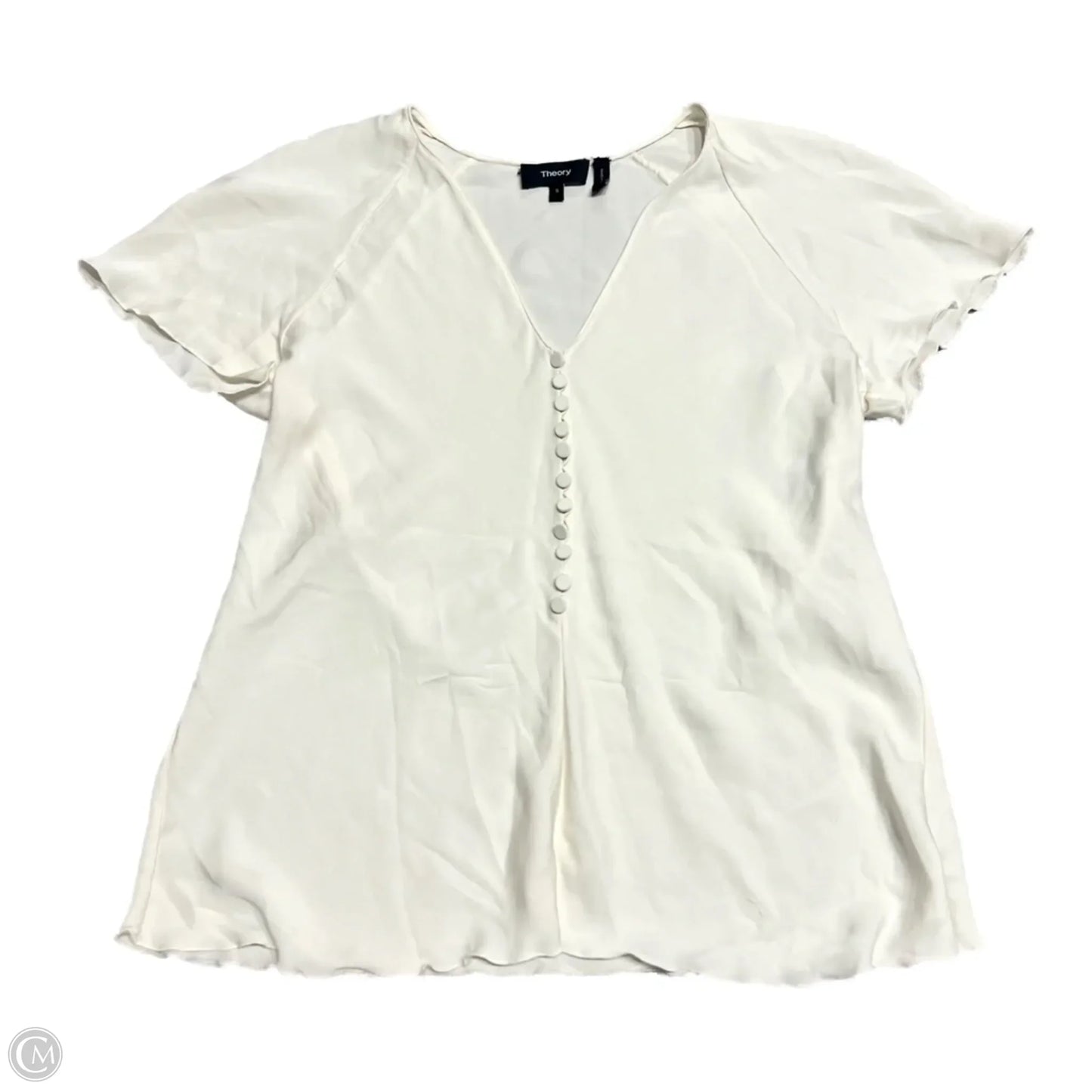 Blouse Short Sleeve By Theory In Cream, Size: S