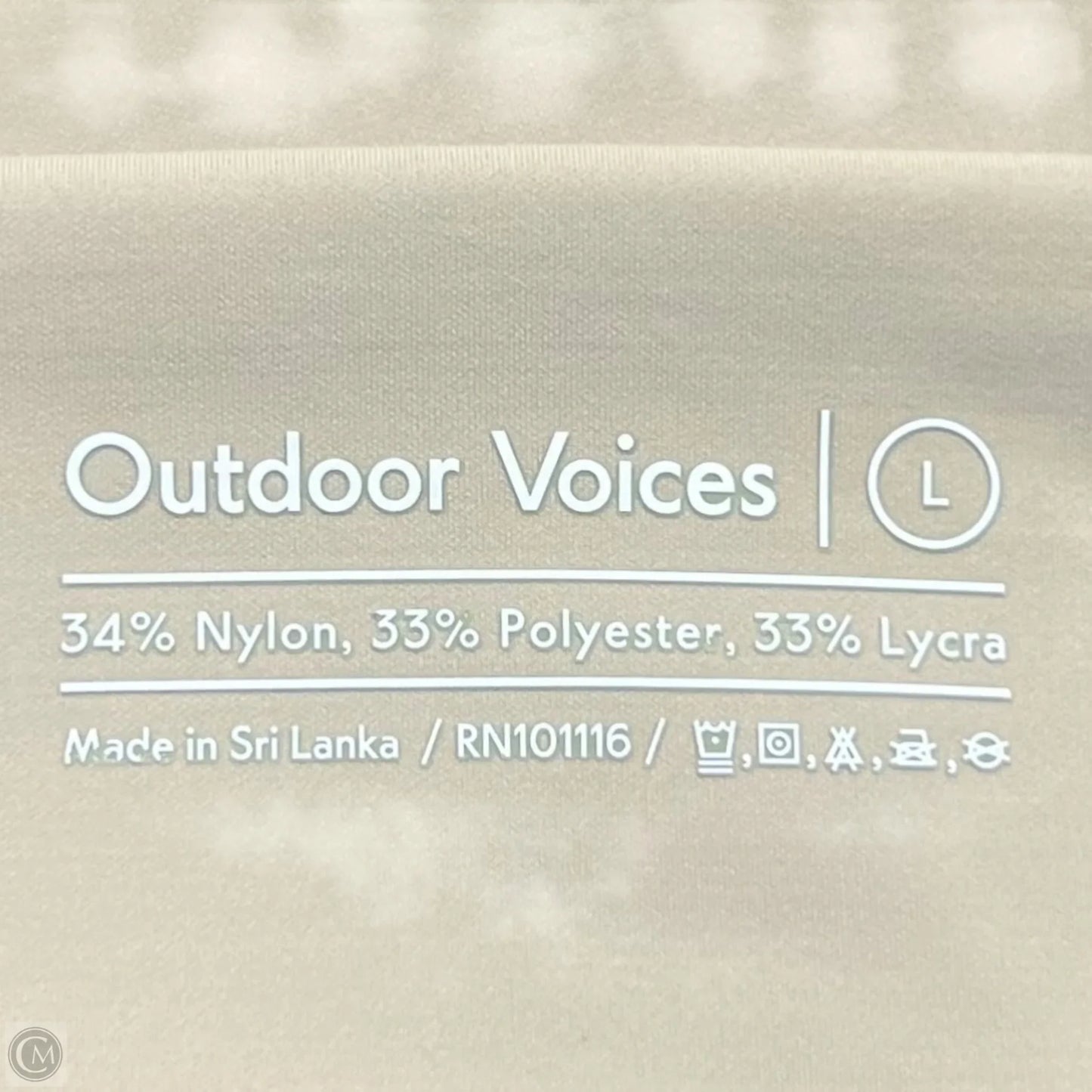 Athletic Leggings By Outdoor Voices In Beige, Size: L