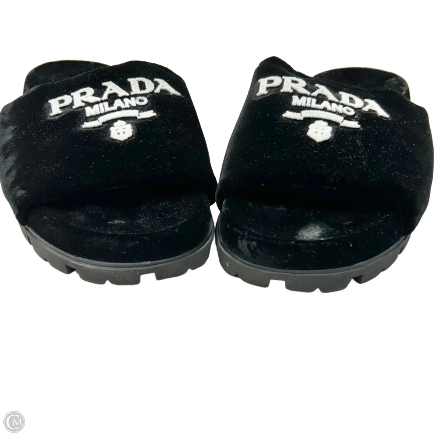 Sandals Luxury Designer By Prada In Black, Size: 10