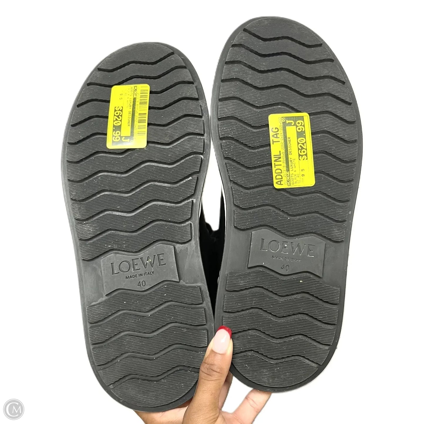 Boots Luxury Designer By Loewe In Black & White, Size: 9.5