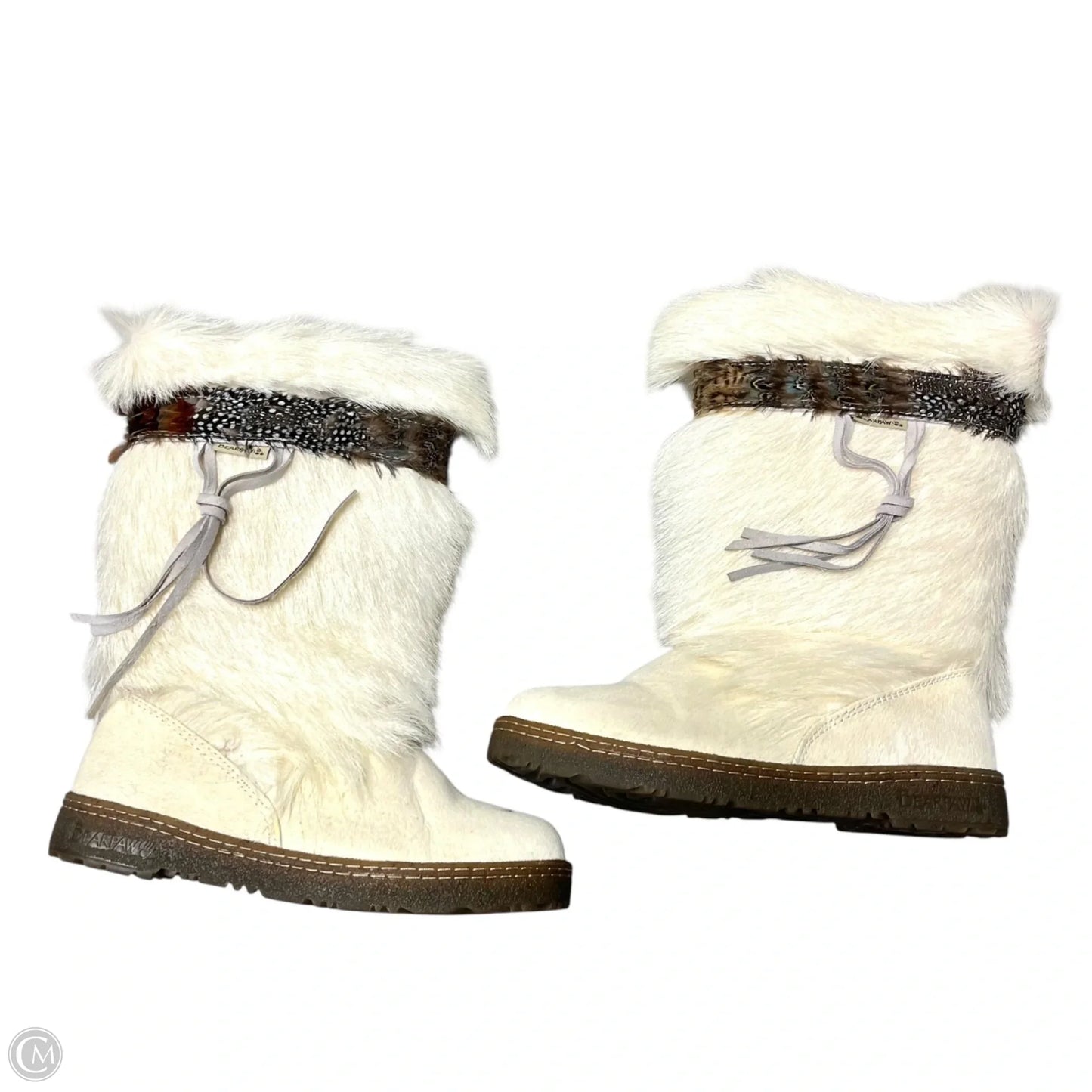 Boots Mid-calf Flats By Bearpaw In Cream & Tan, Size: 12