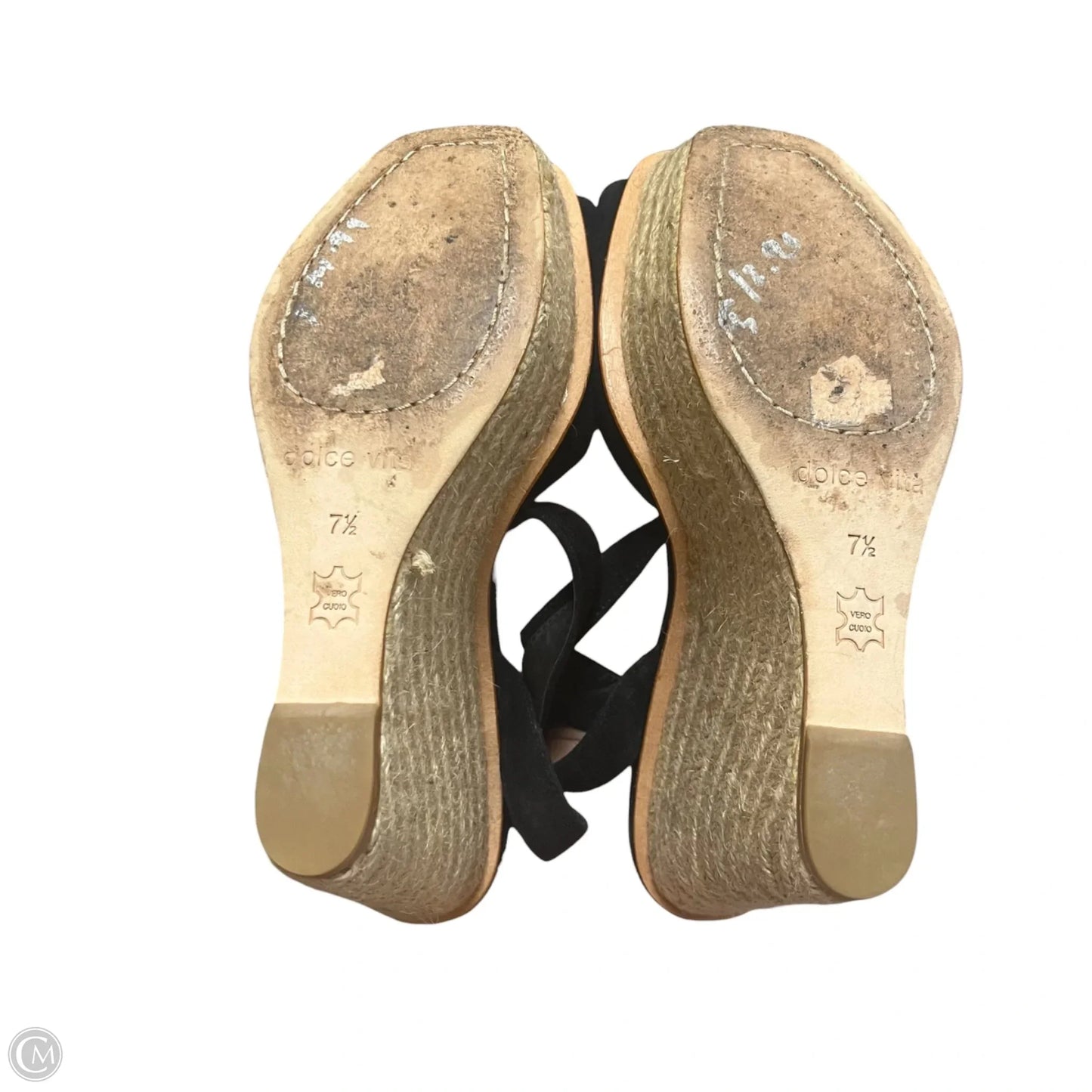 Shoes Heels Wedge By Dolce Vita In Black & Tan, Size: 7.5