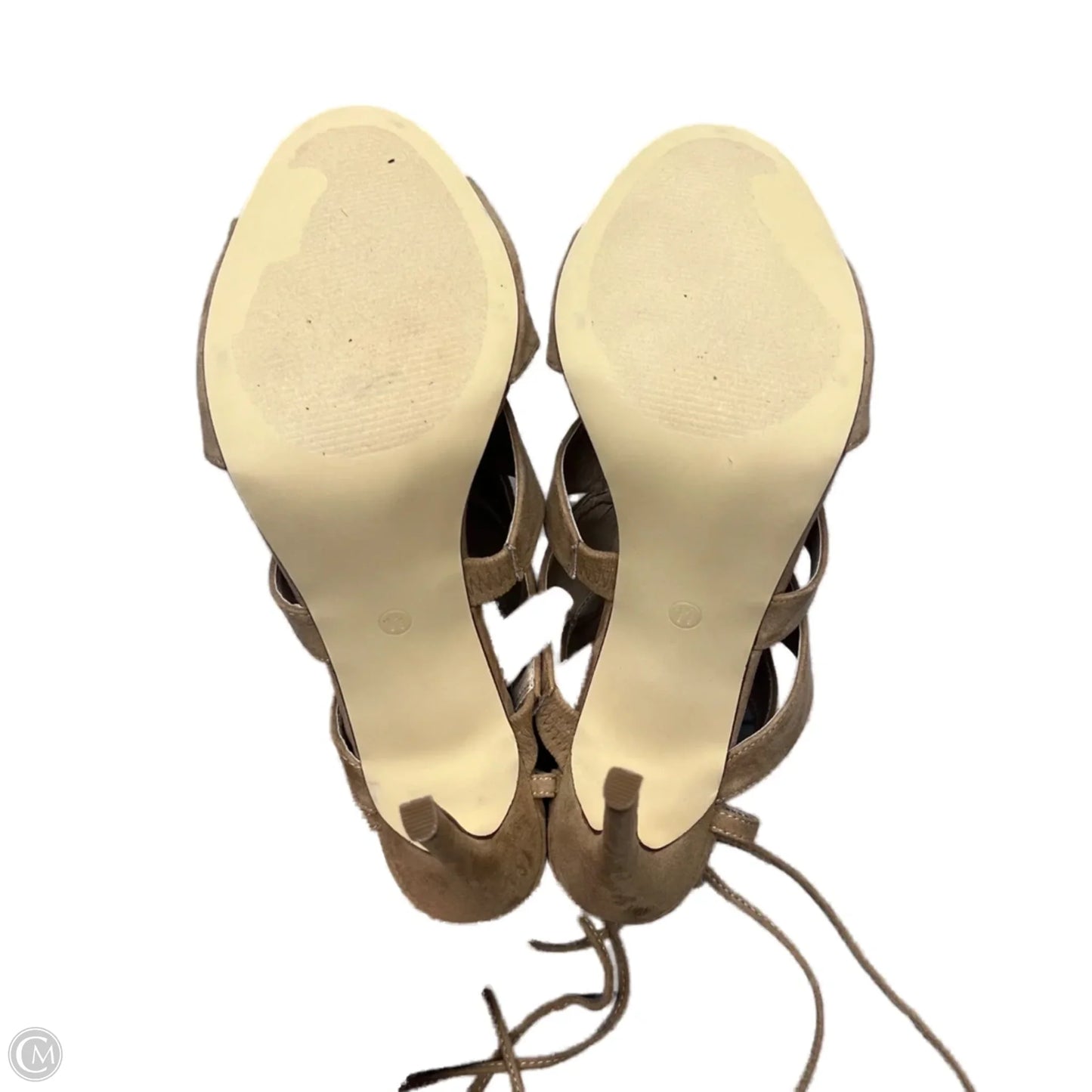 Sandals Heels Stiletto By Olivia Ferragamo In Tan, Size: 11