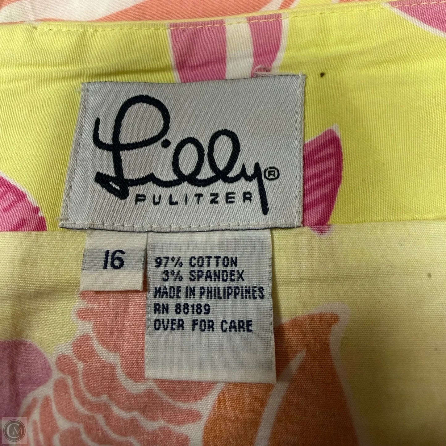 Skort Designer By Lilly Pulitzer In Pink & Yellow, Size: 16
