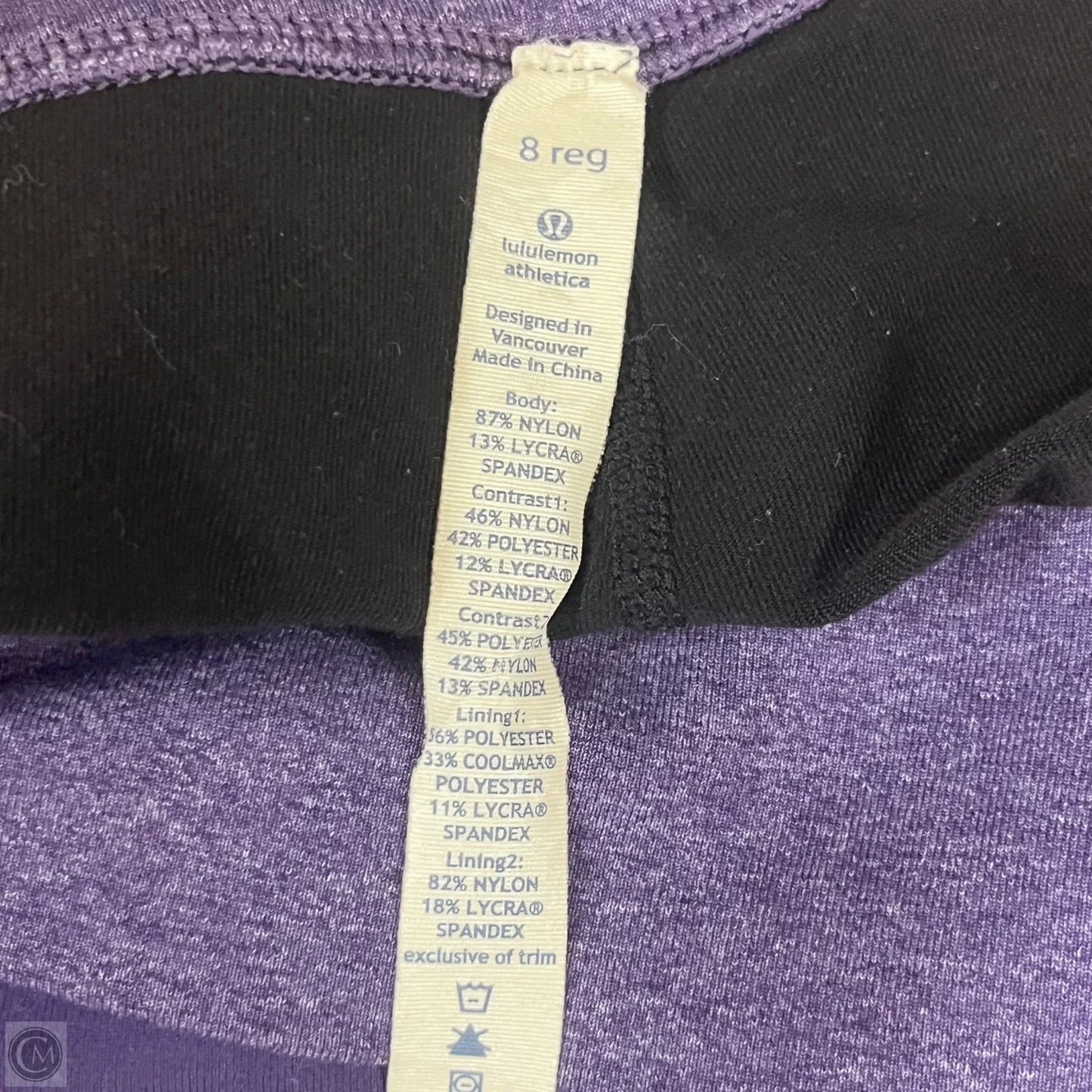 Athletic Pants By Lululemon In Black & Purple, Size: 8