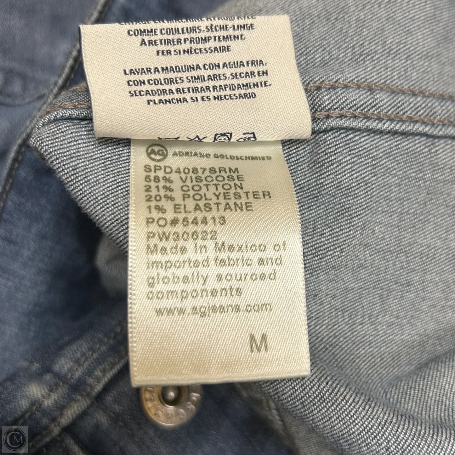Jacket Denim By Ag Jeans In Blue Denim, Size: M