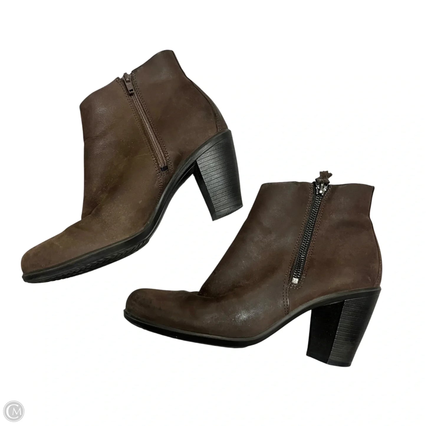 Boots Ankle Heels By Ecco In Brown, Size: 8.5
