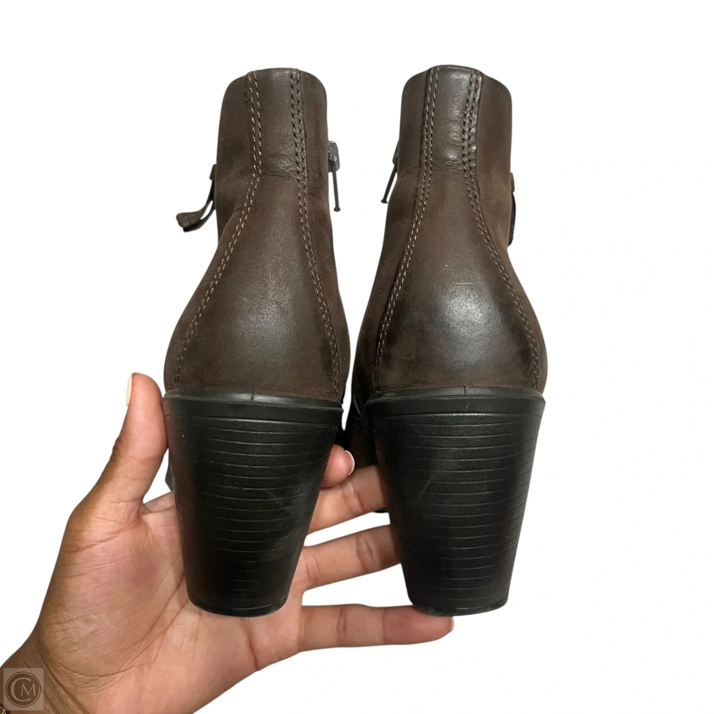 Boots Ankle Heels By Ecco In Brown, Size: 8.5