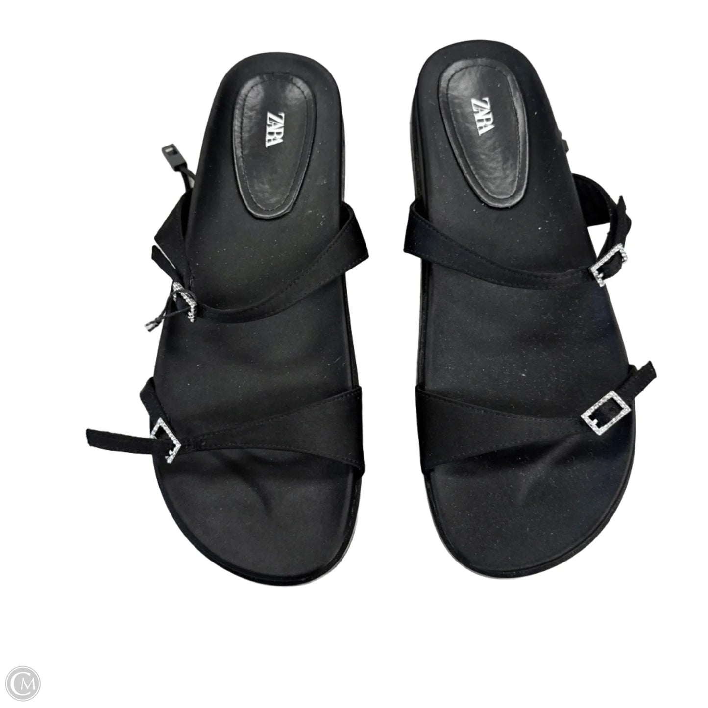 Sandals Flip Flops By Zara In Black & Silver, Size: 11.5