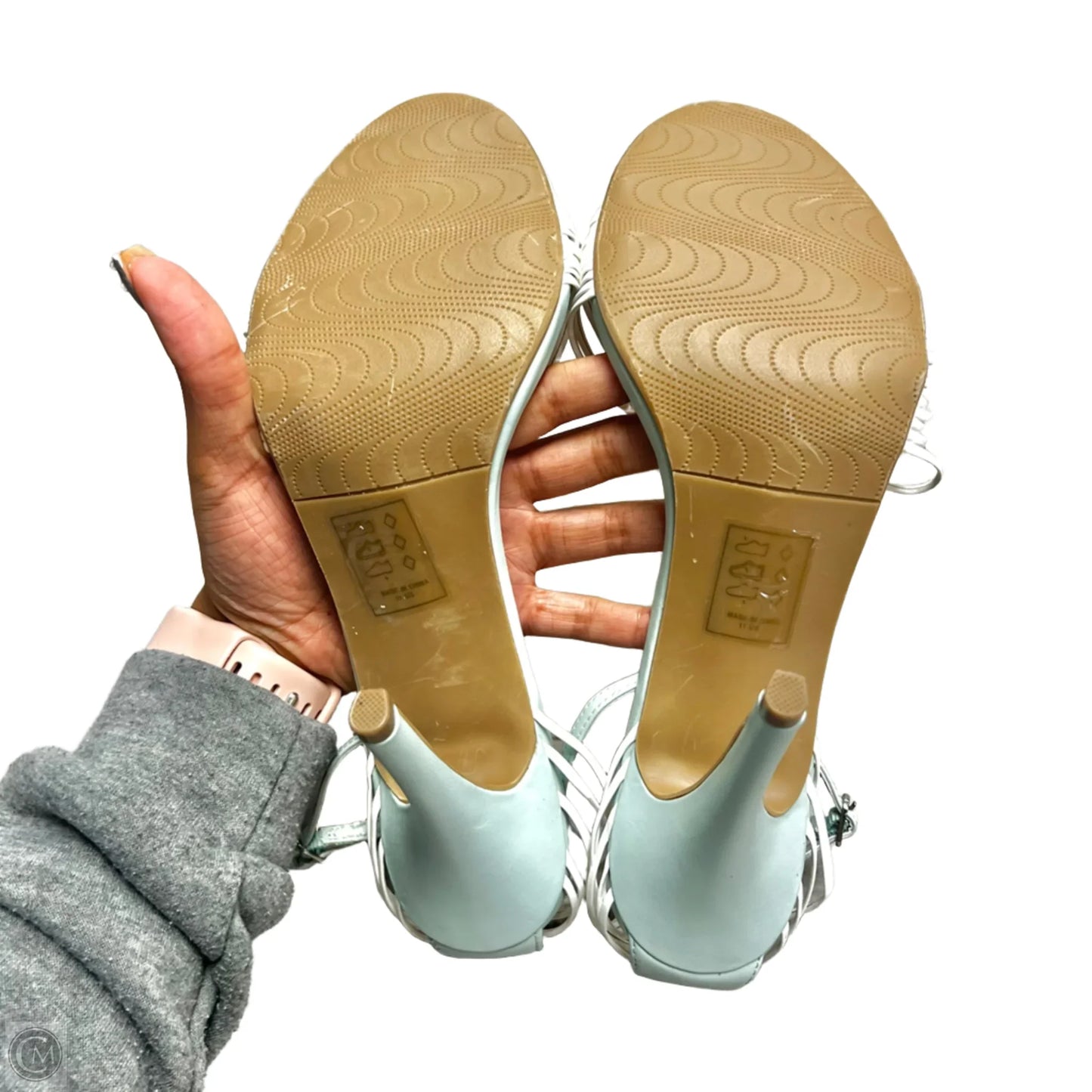 Sandals Heels Stiletto By Shoedazzle In Blue & White, Size: 11