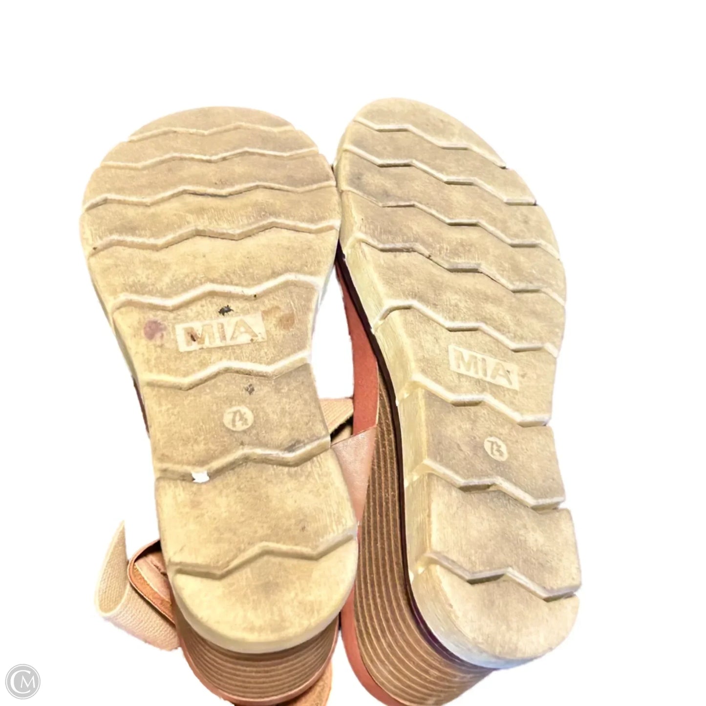 Sandals Heels Wedge By Mia In Brown, Size: 7.5