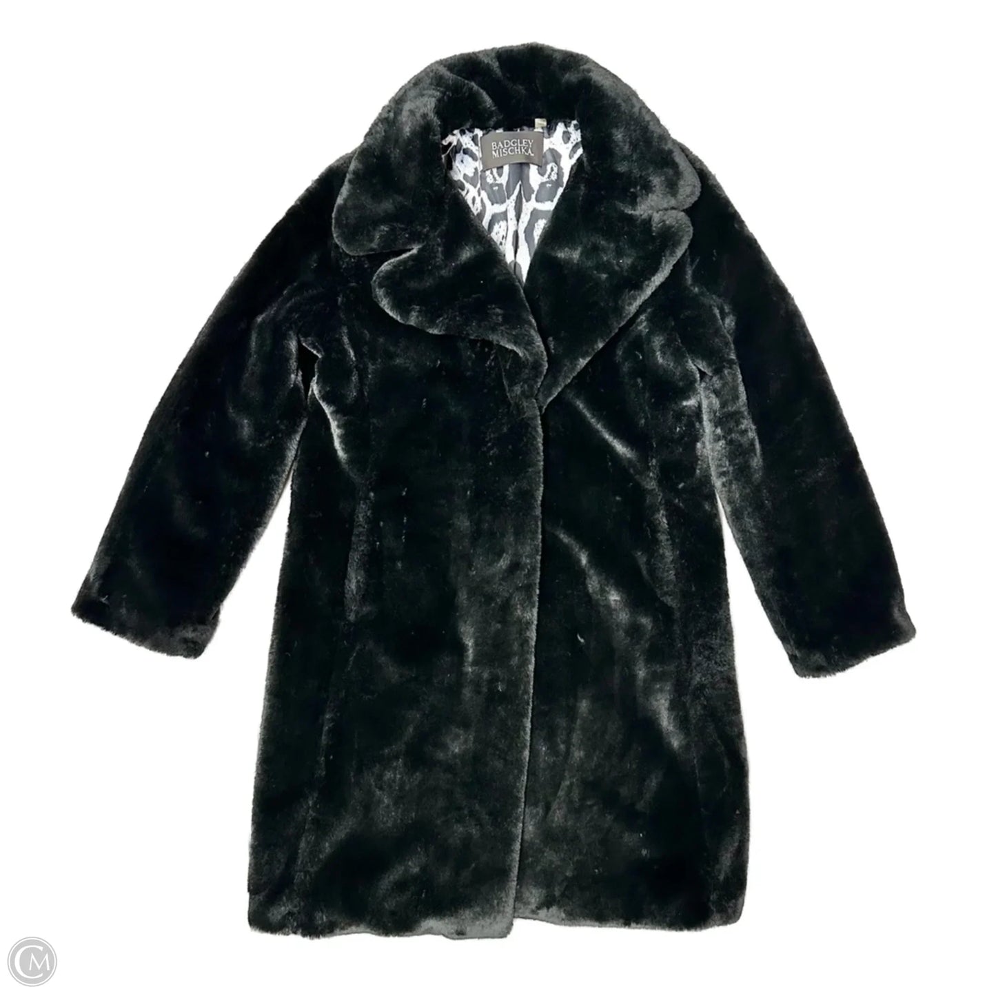 Coat Faux Fur & Sherpa By Badgley Mischka In Black, Size: S