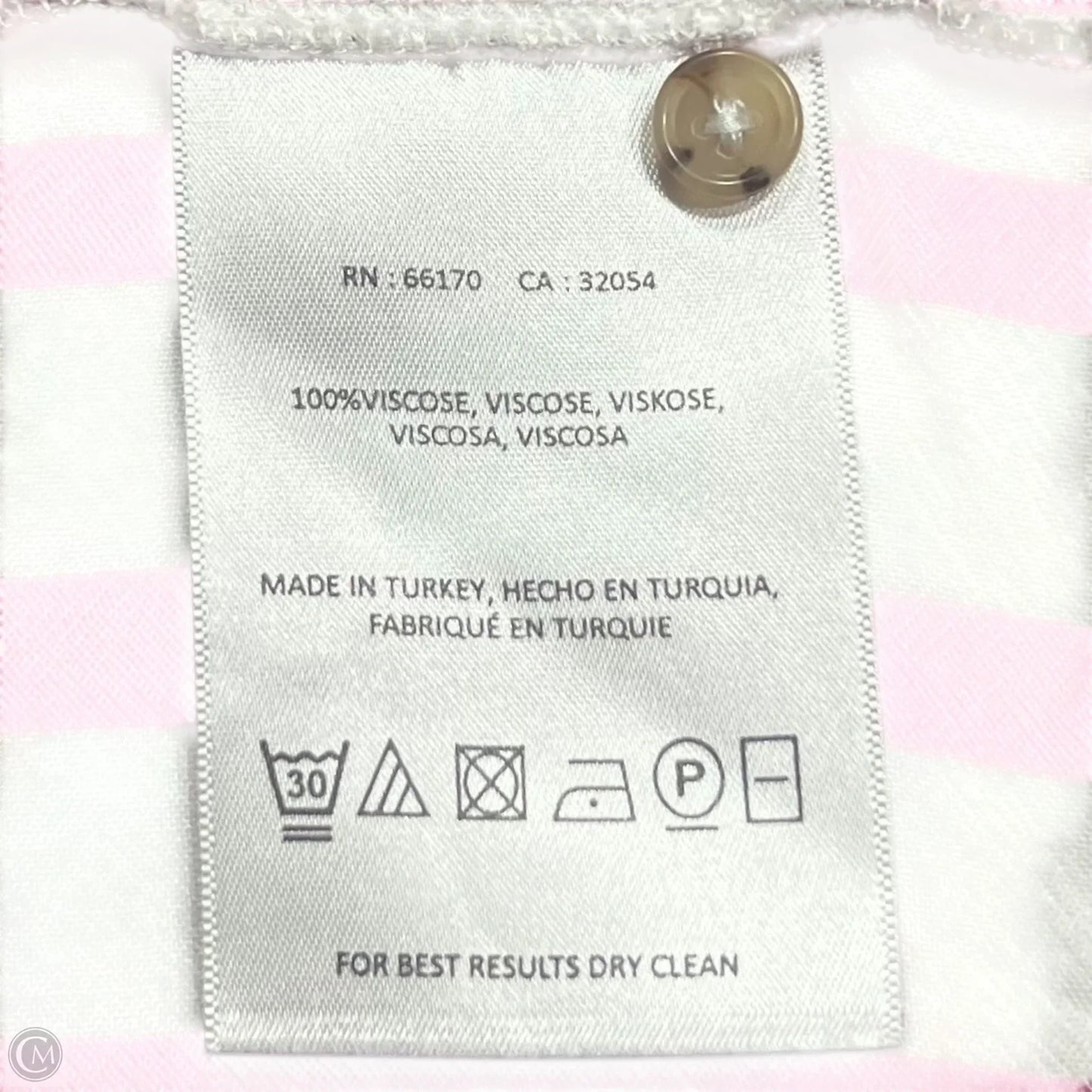 Top Short Sleeve By Maeve In Pink & White, Size: M