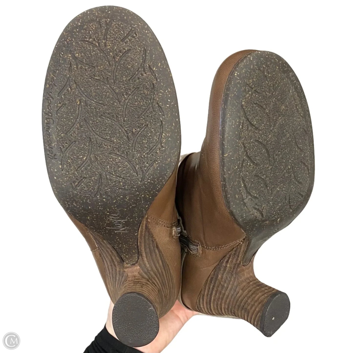 Boots Knee Heels By Naya In Brown, Size: 11