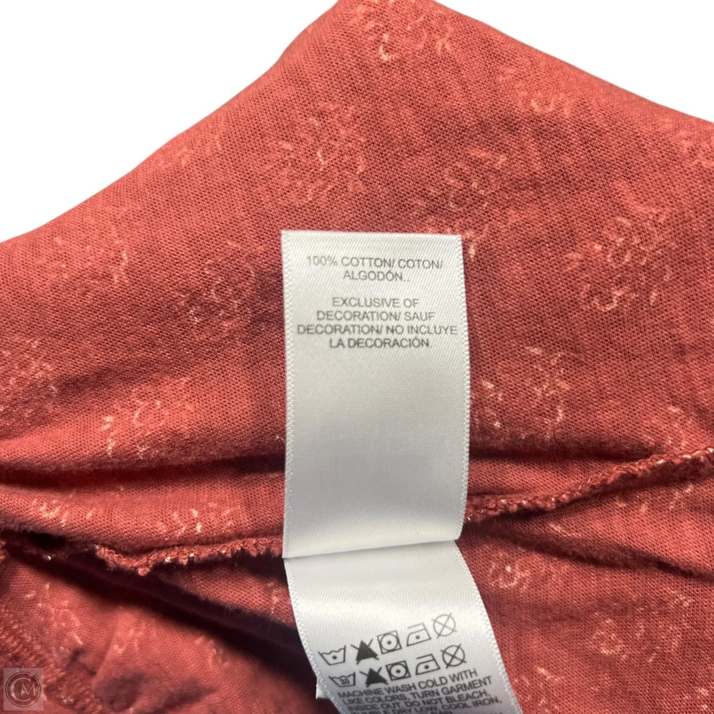 Top Short Sleeve By Lucky Brand In Cream & Pink, Size: 3x