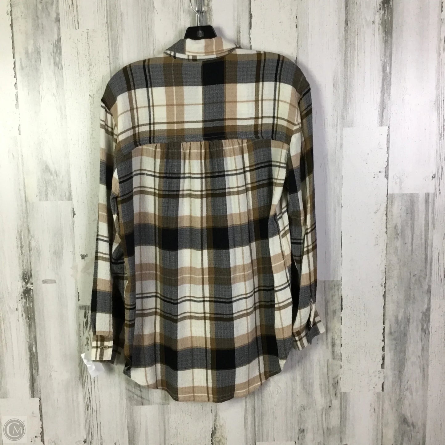 Tunic Long Sleeve By Pilcro In Brown & Cream, Size: S