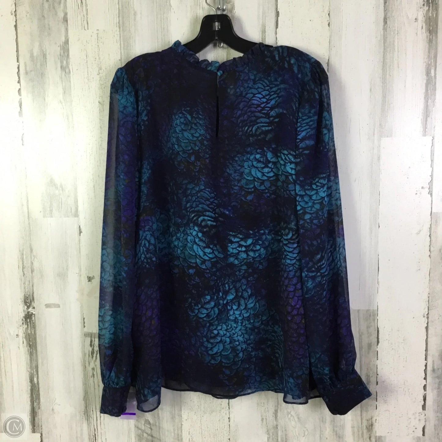 Blouse Long Sleeve By Worthington In Blue, Size: Xxl