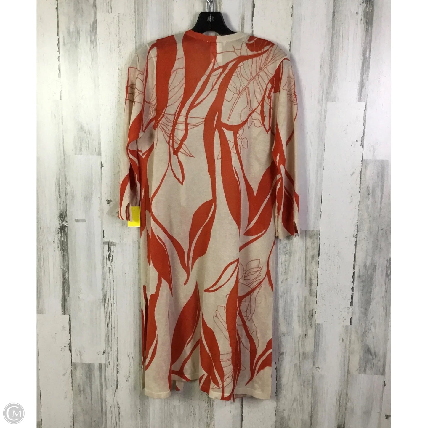 Cardigan By Chicos In Orange & White, Size: M
