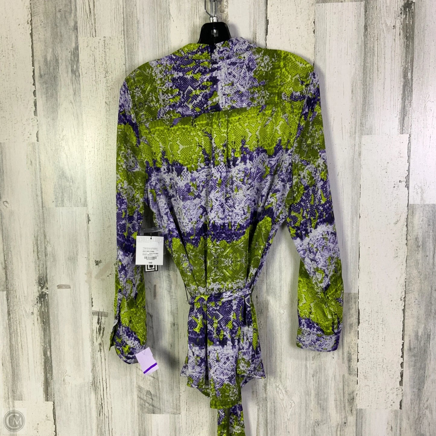 Blouse Long Sleeve By Liz Claiborne In Green & Purple, Size: L