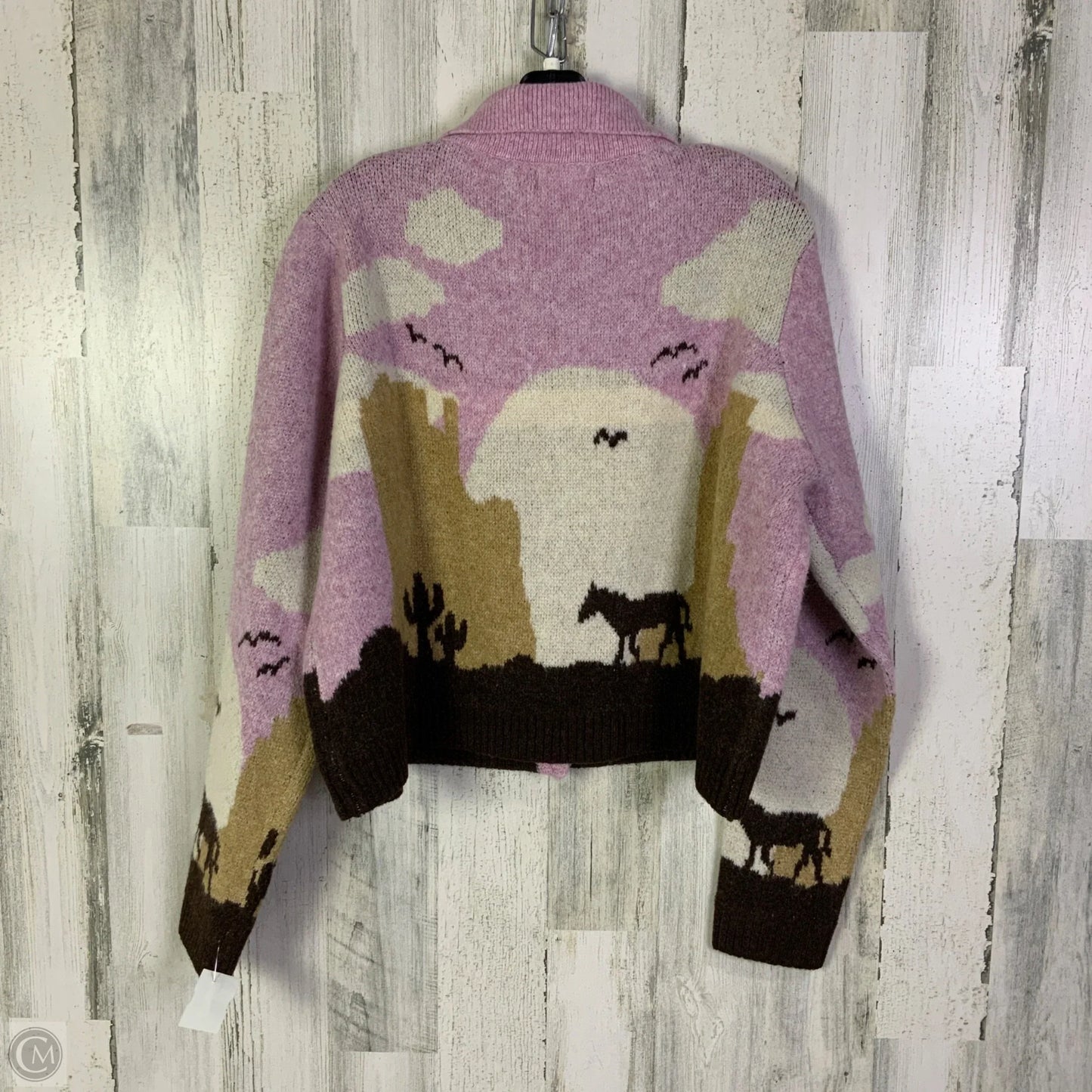 Sweater Cardigan By Clothes Mentor In Brown & Purple, Size: L