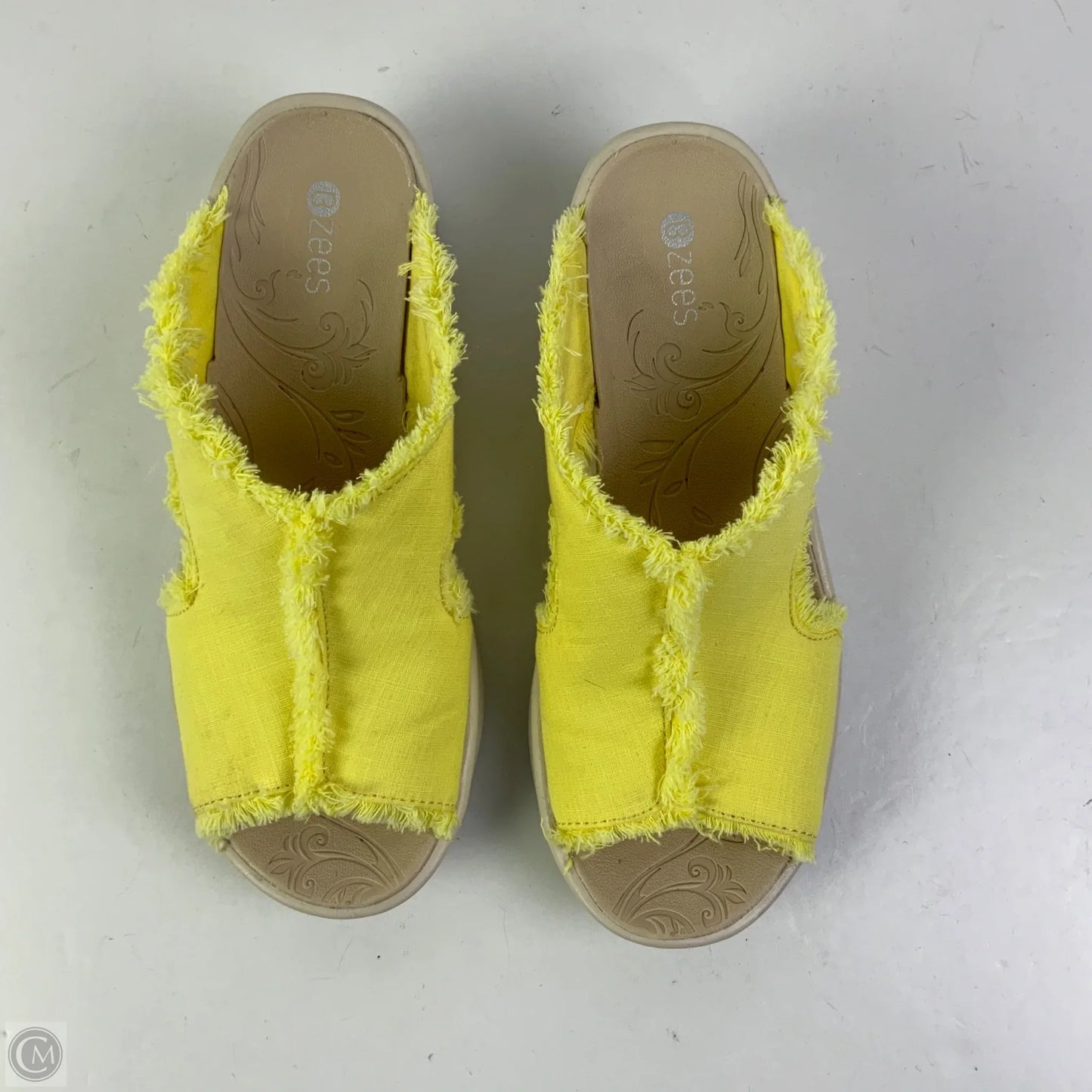 Sandals Heels Wedge By Bzees In Yellow, Size: 8.5