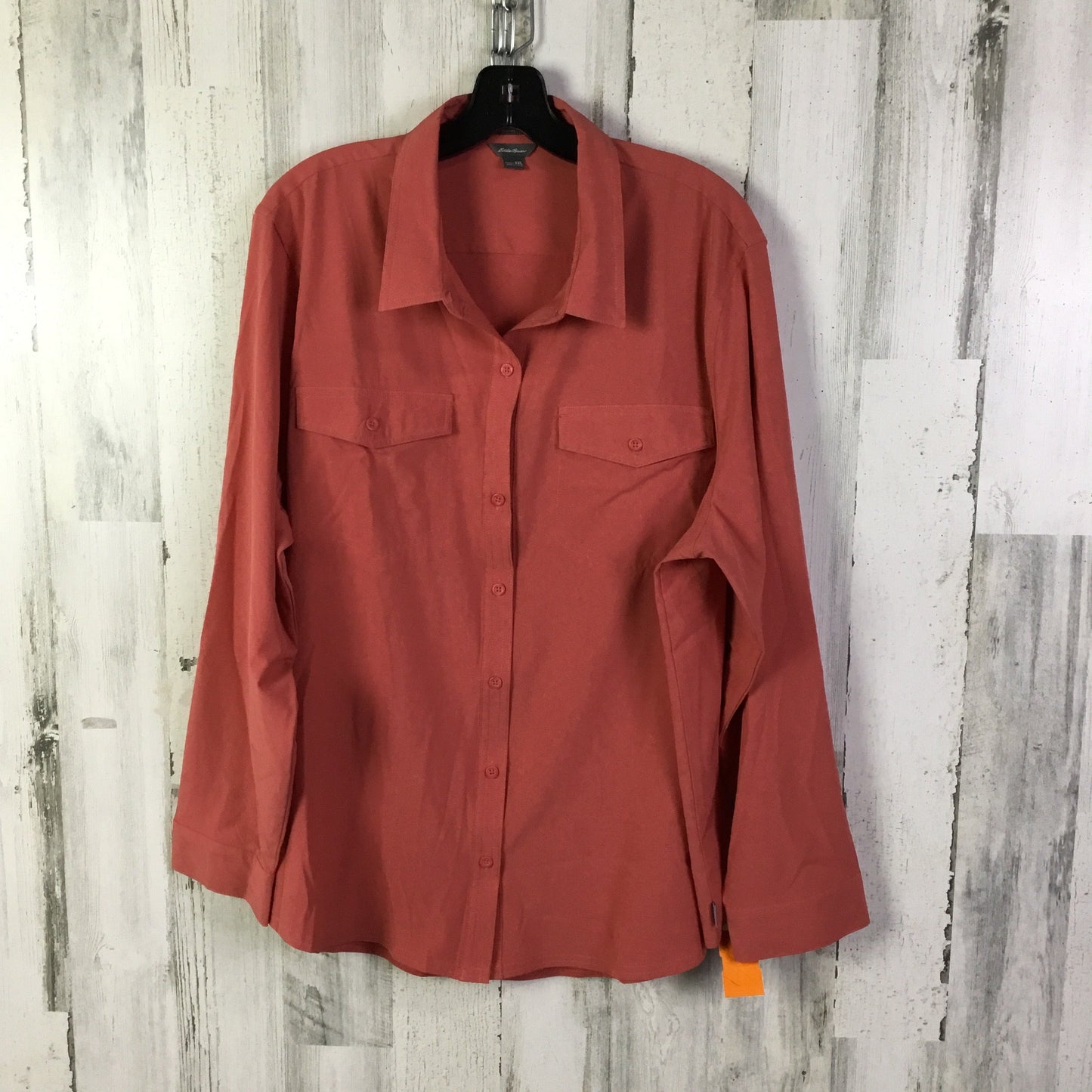 Athletic Top Long Sleeve Collar By Eddie Bauer In Red, Size: Xxl