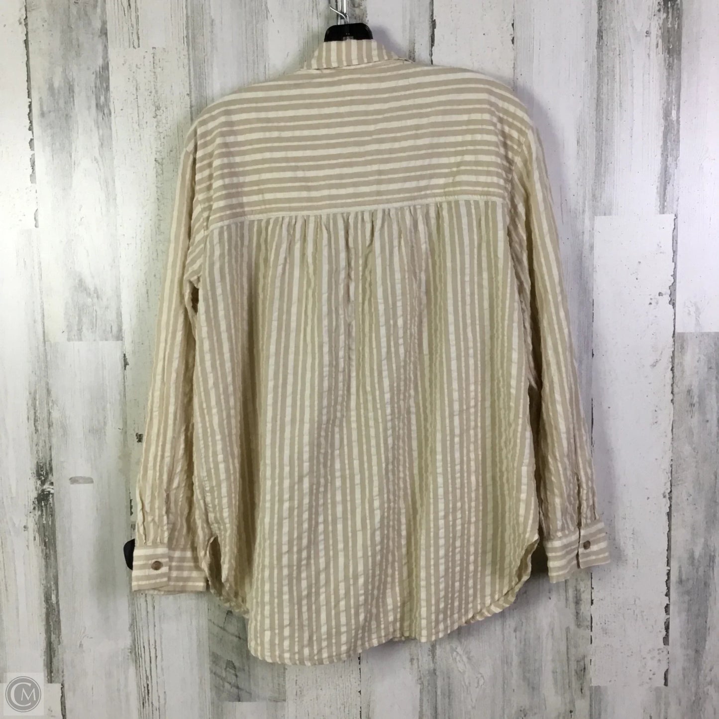 Blouse Long Sleeve By Pilcro In Cream & Tan, Size: M