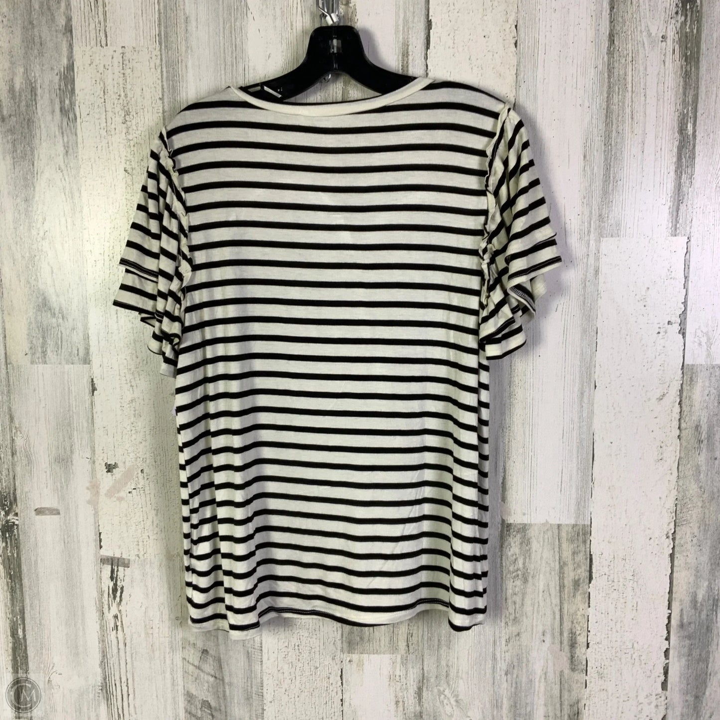 Top Short Sleeve By Green Envelope In Black & Cream, Size: Xl