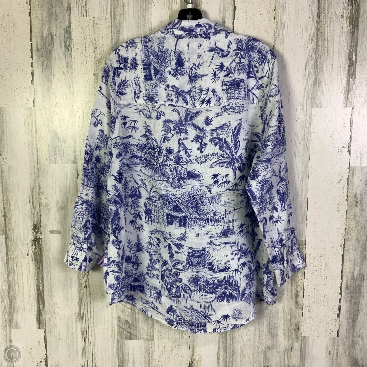 Blouse 3/4 Sleeve By Joie In Blue & White, Size: 1x