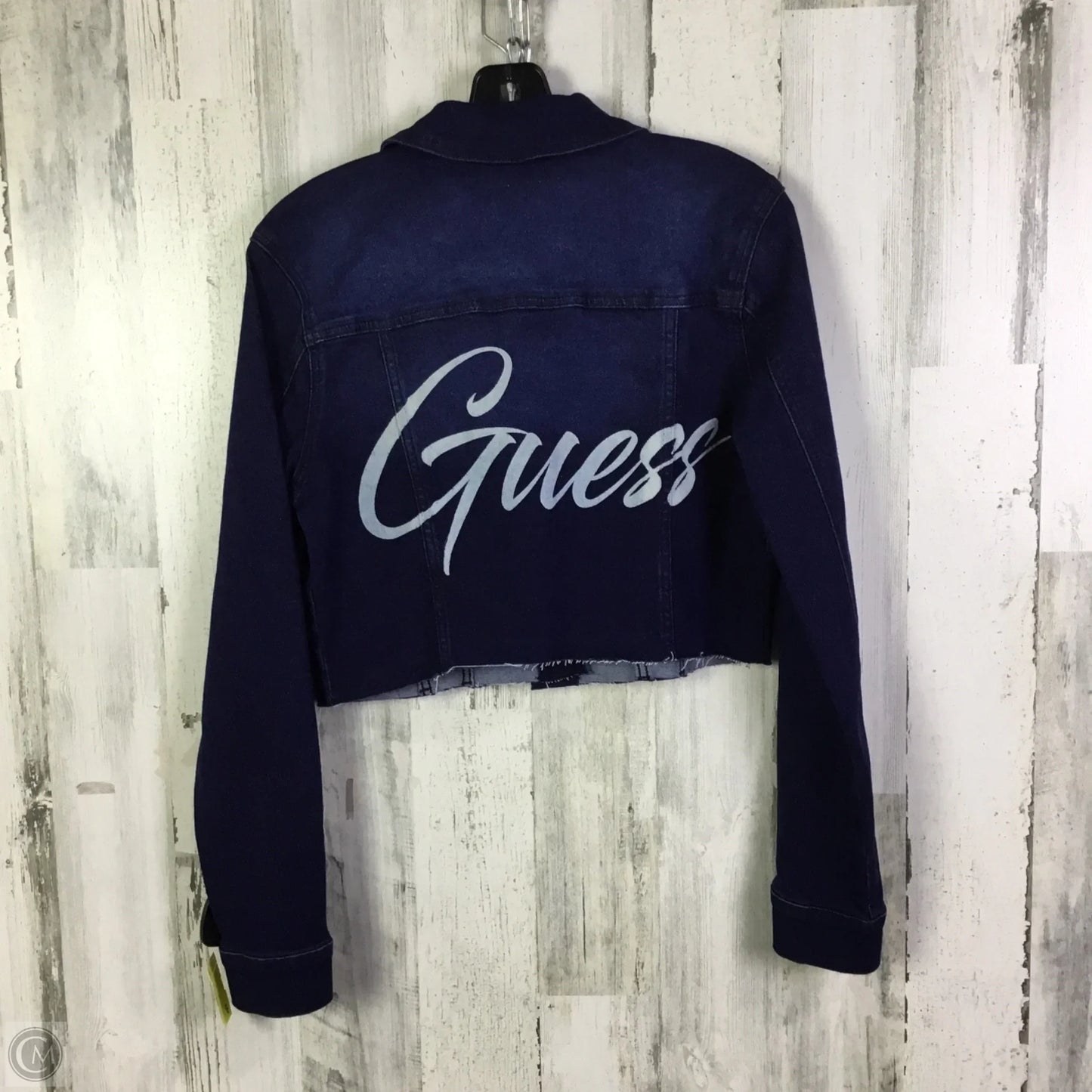 Jacket Denim By Guess In Blue Denim, Size: S