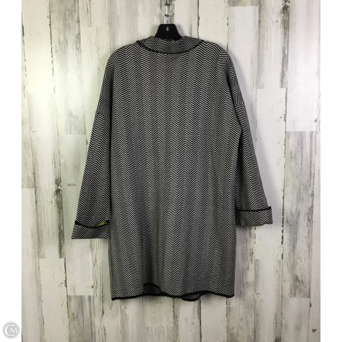 Sweater Cardigan By Nine West Apparel In Black & White, Size: Xl