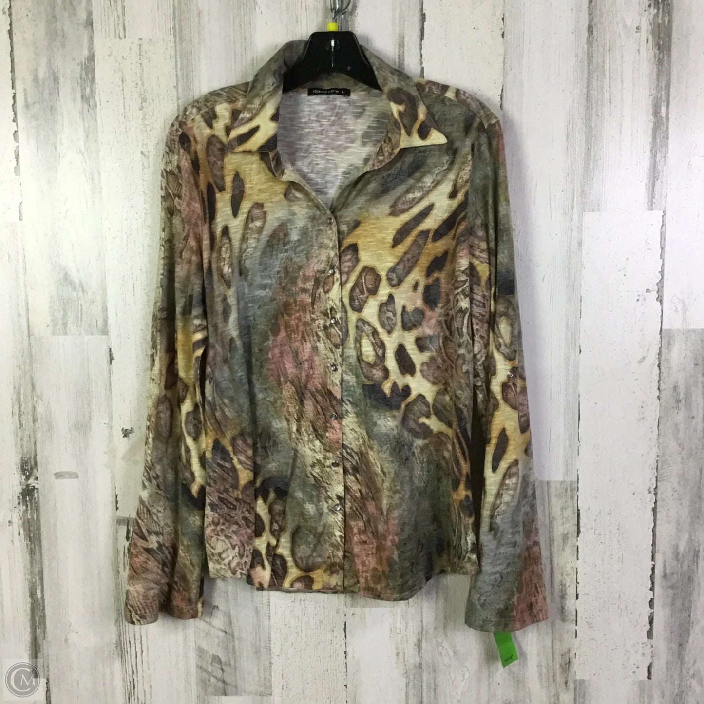 Top Long Sleeve By David Cline In Animal Print, Size: L