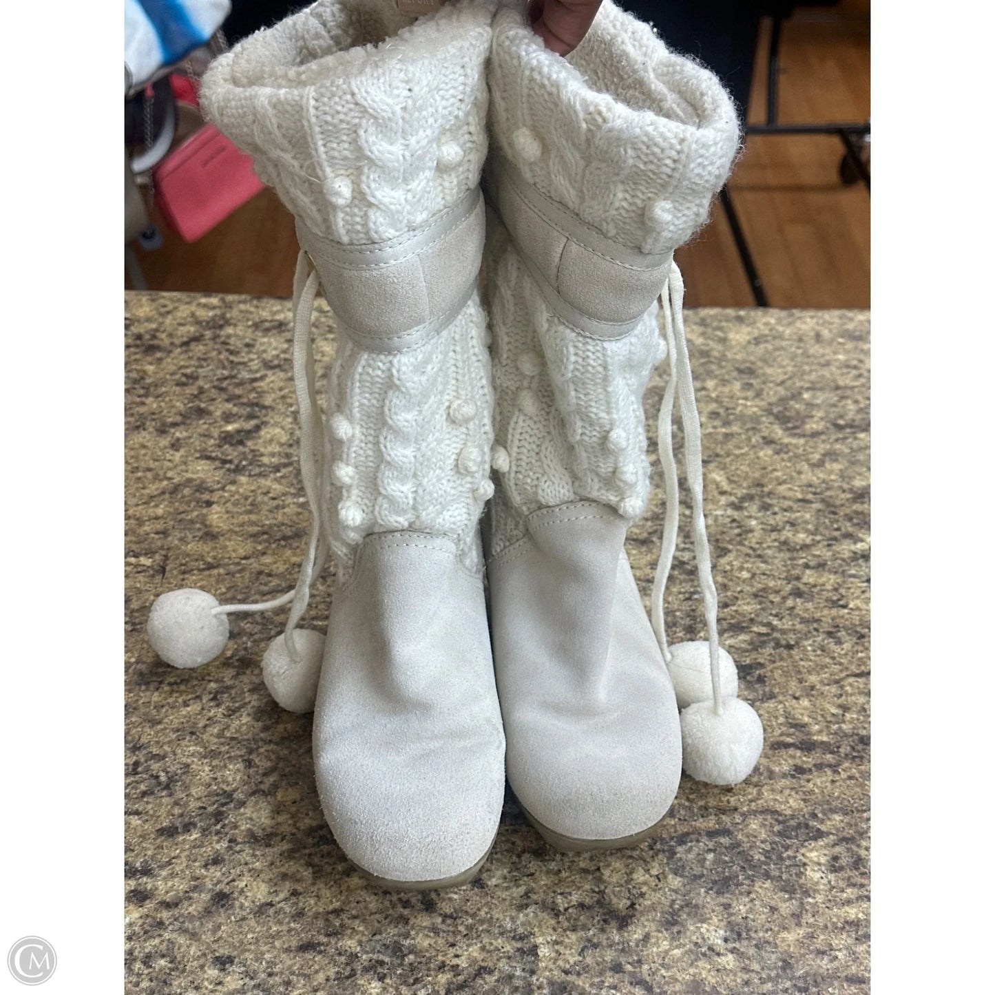 Boots Mid-calf Flats By Report In Cream, Size: 8