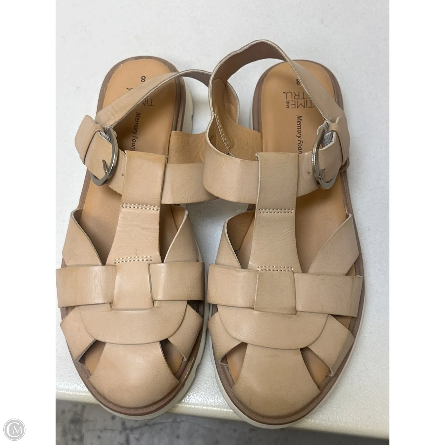Sandals Flats By Time And Tru In Beige, Size: 8