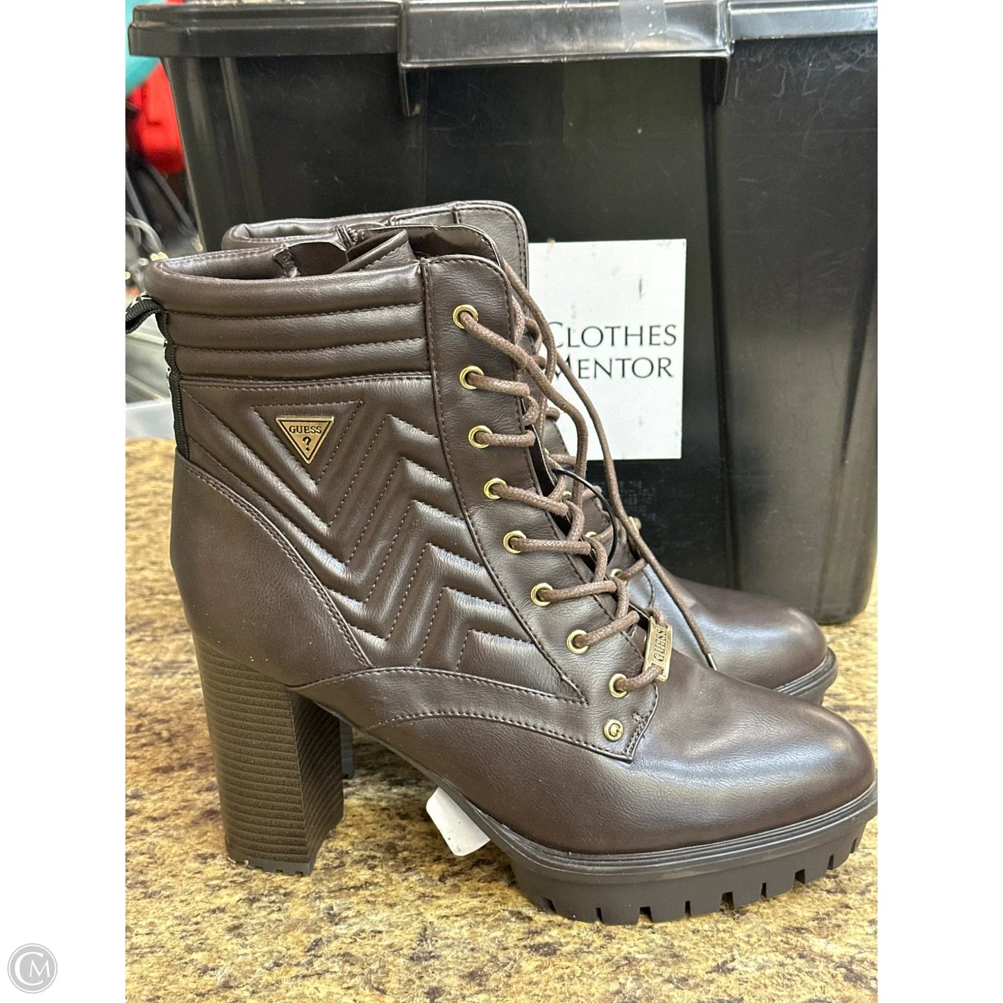Boots Mid-calf Heels By Guess In Brown, Size: 11