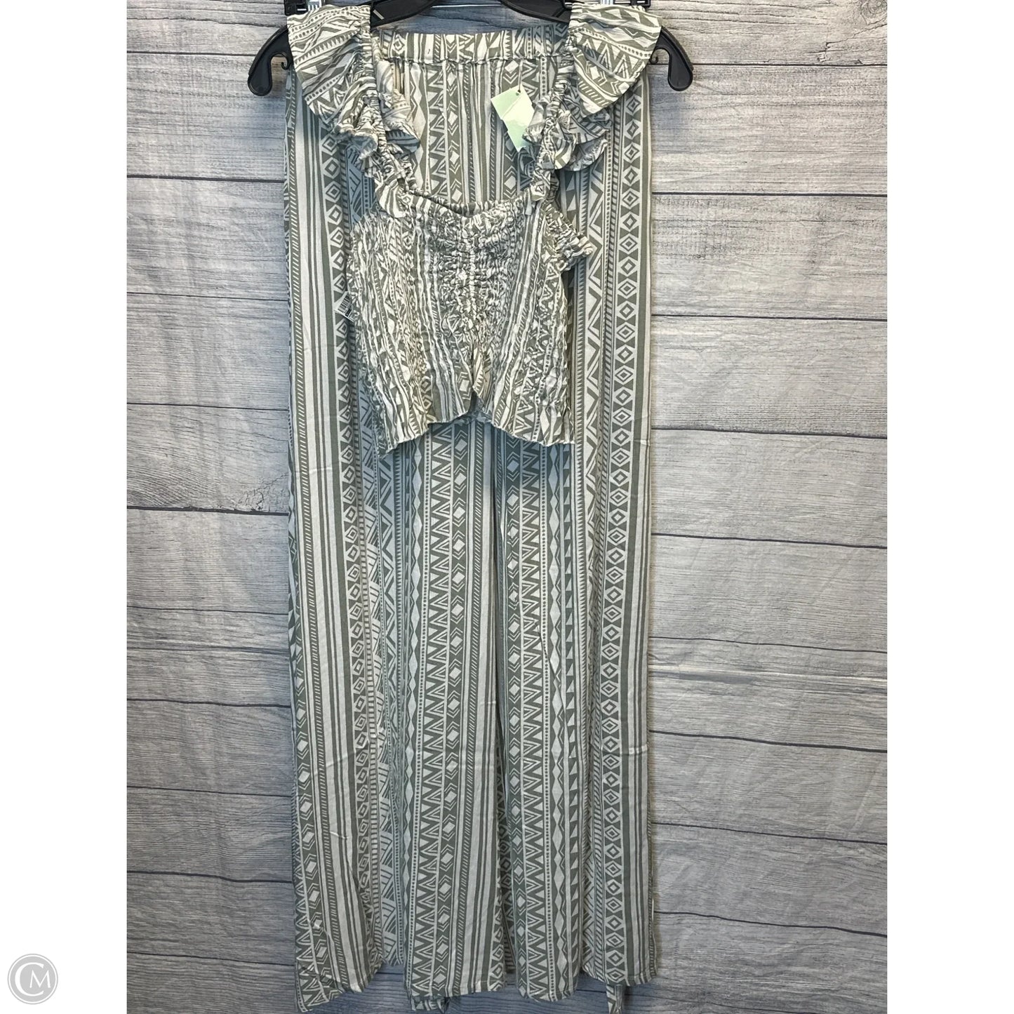 Pants Set 2pc By Clothes Mentor In Green & White, Size: M