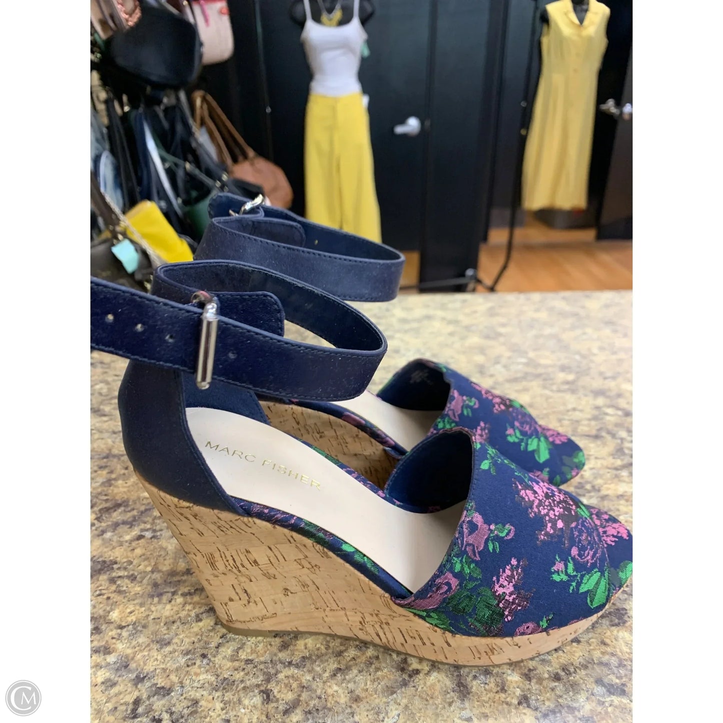 Shoes Heels Wedge By Marc Fisher In Floral Print, Size: 8
