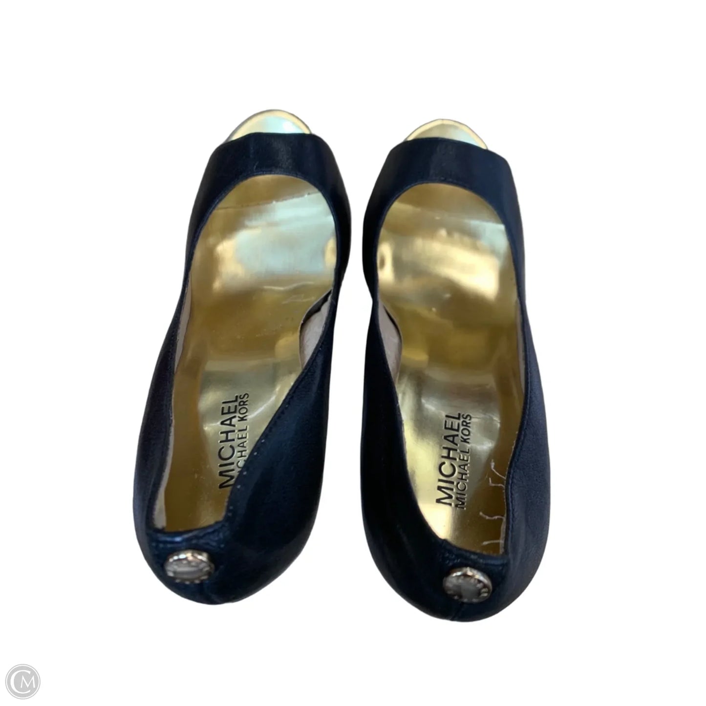 Shoes Heels Stiletto By Michael By Michael Kors In Black & Gold, Size: 9