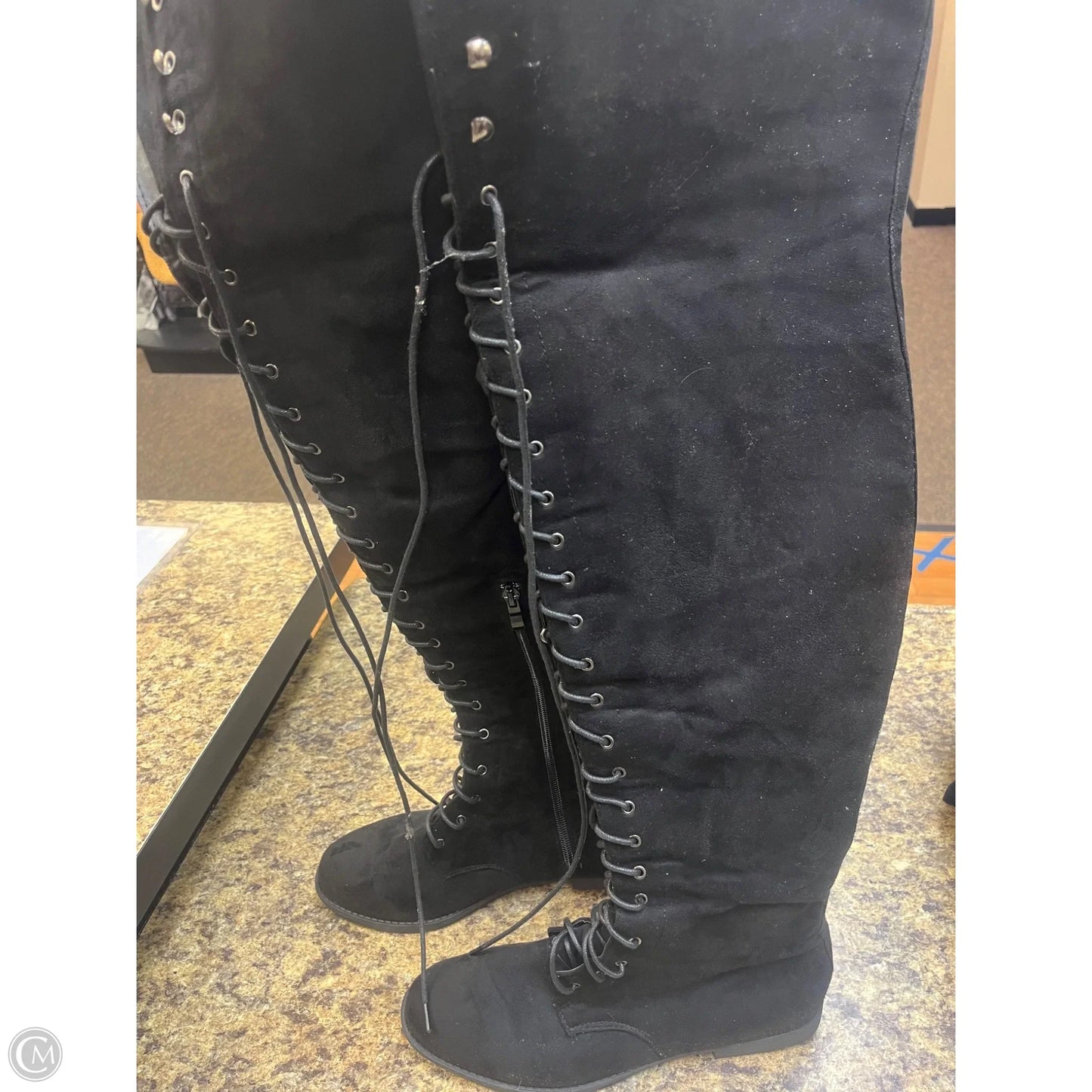 Boots Over-the-knee Flats By Fashion Nova In Black, Size: 8.5