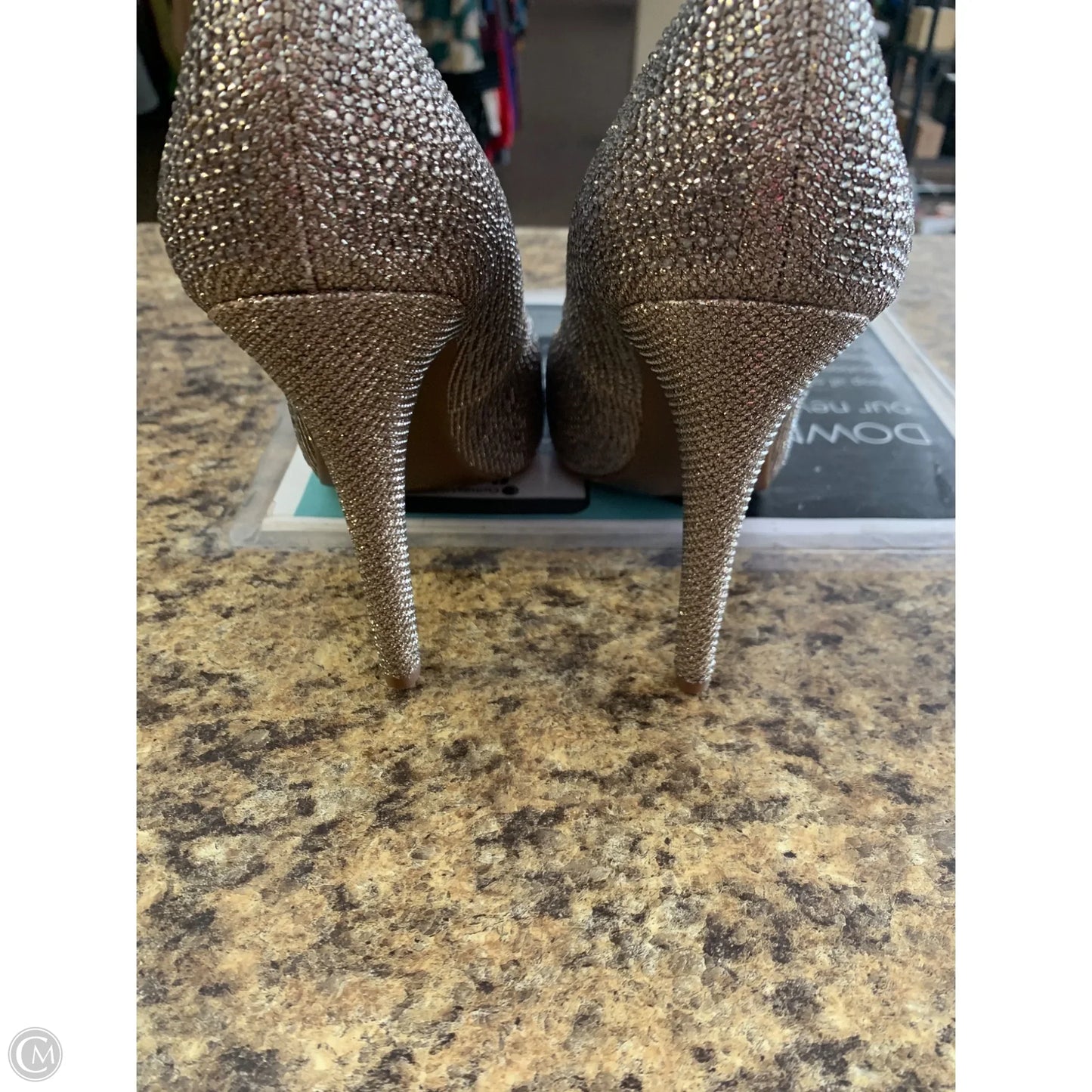 Sandals Heels Stiletto By Jessica Simpson In Gold, Size: 8