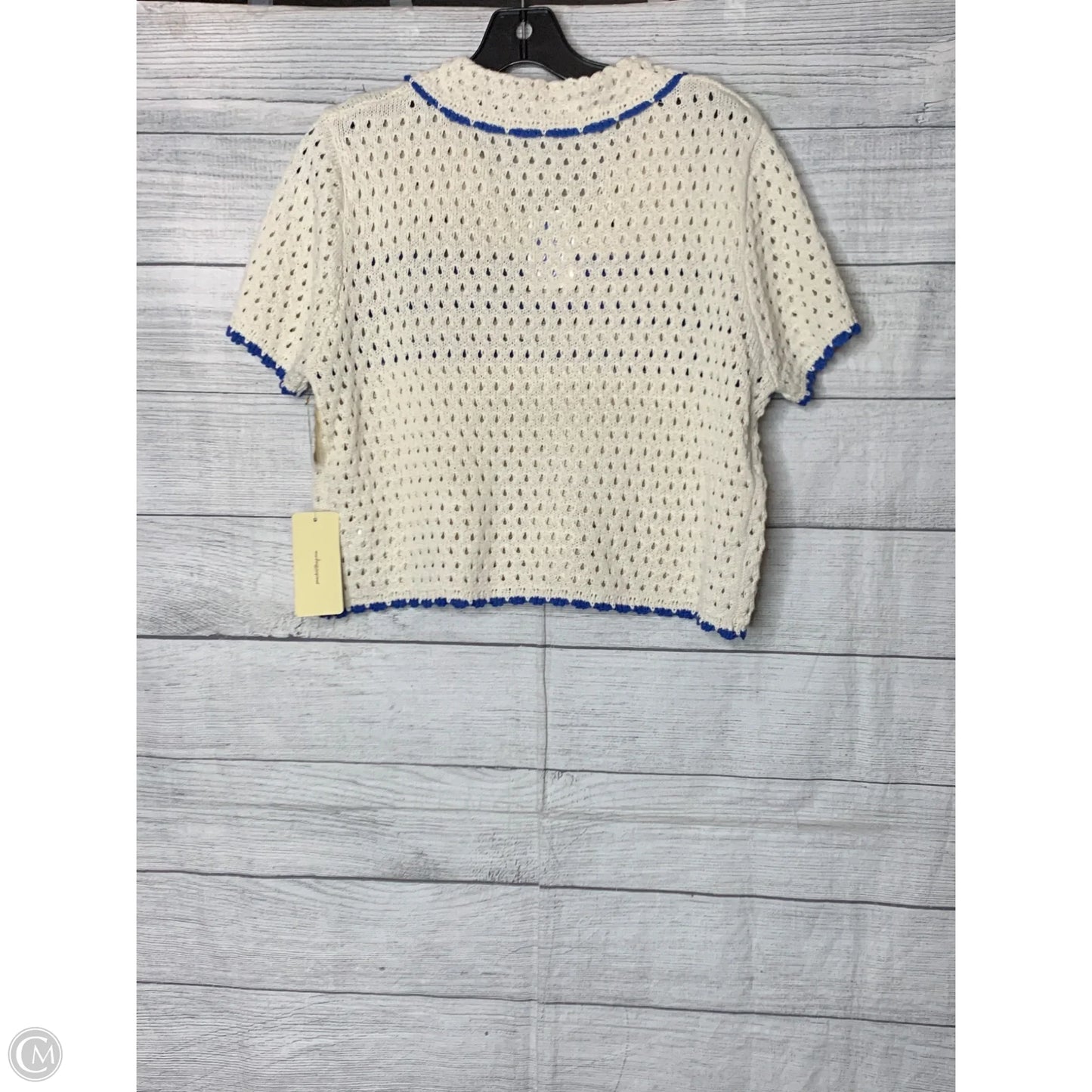 Sweater By Peach In Blue & Cream, Size: M
