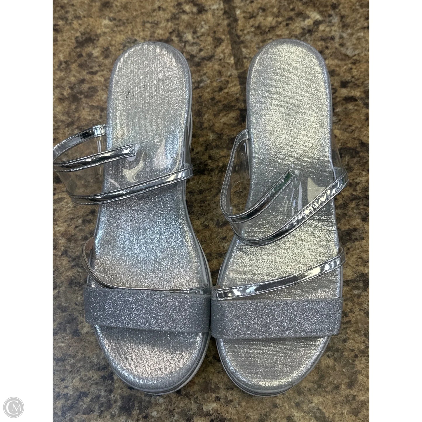 Sandals Heels Wedge By Cmf In Silver, Size: 8.5