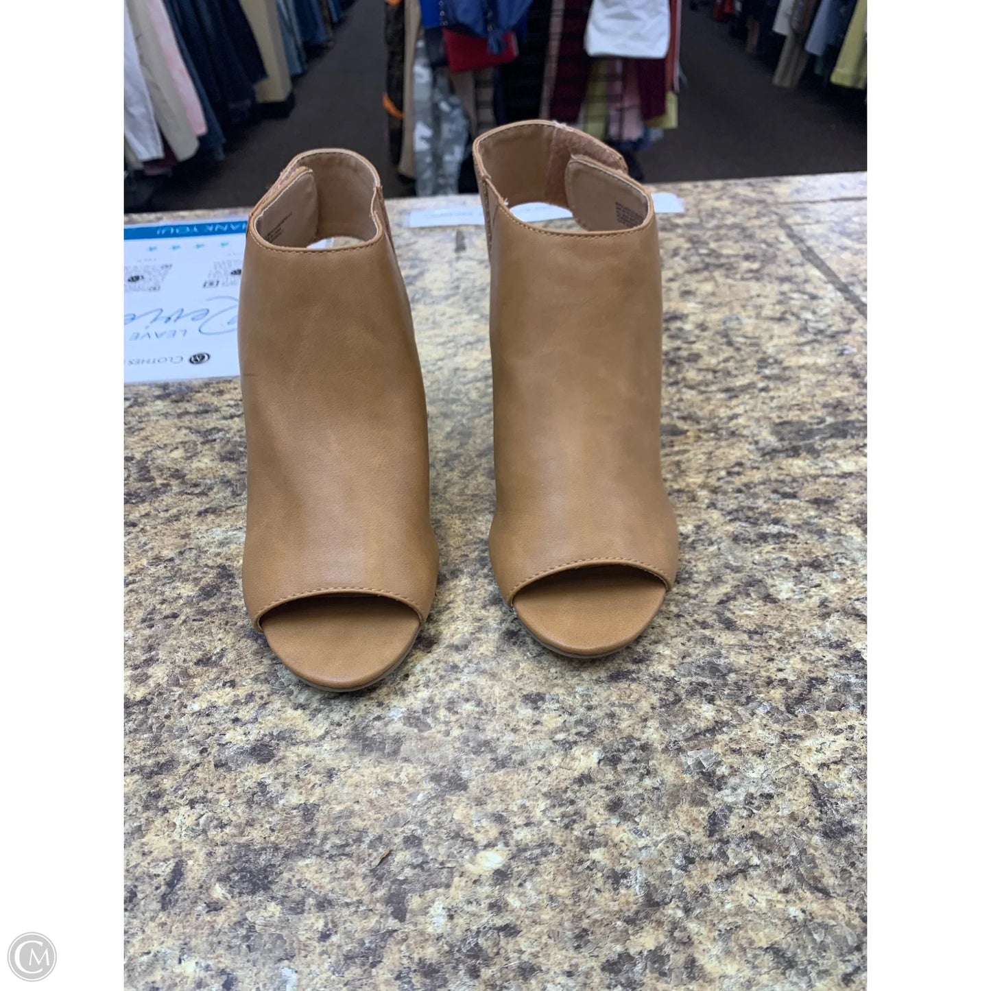 Shoes Heels Block By Massini In Tan, Size: 8