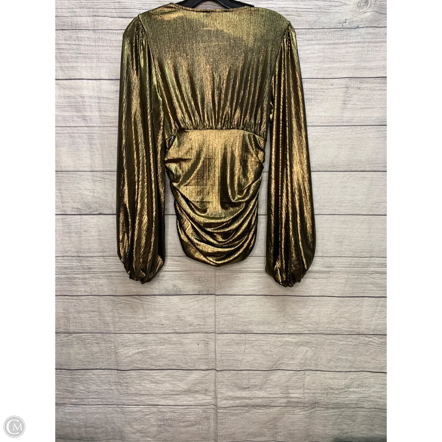 Top Long Sleeve By Express In Gold, Size: Xs