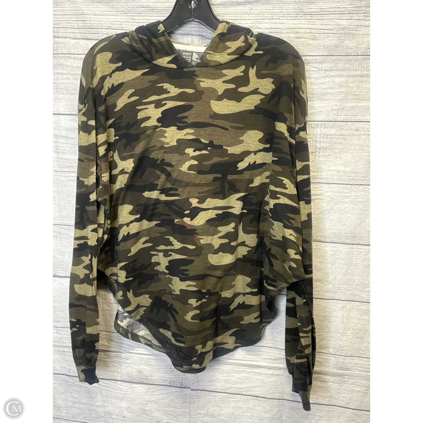 Top Long Sleeve By Shein In Camouflage Print, Size: L