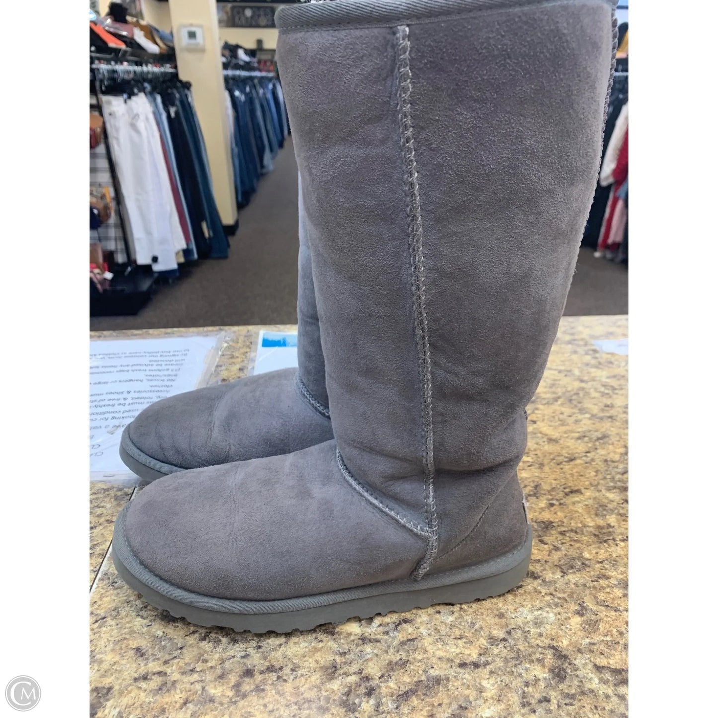 Boots Designer By Ugg In Grey, Size: 8