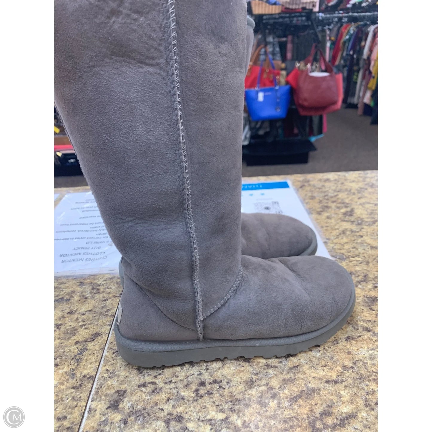 Boots Designer By Ugg In Grey, Size: 8